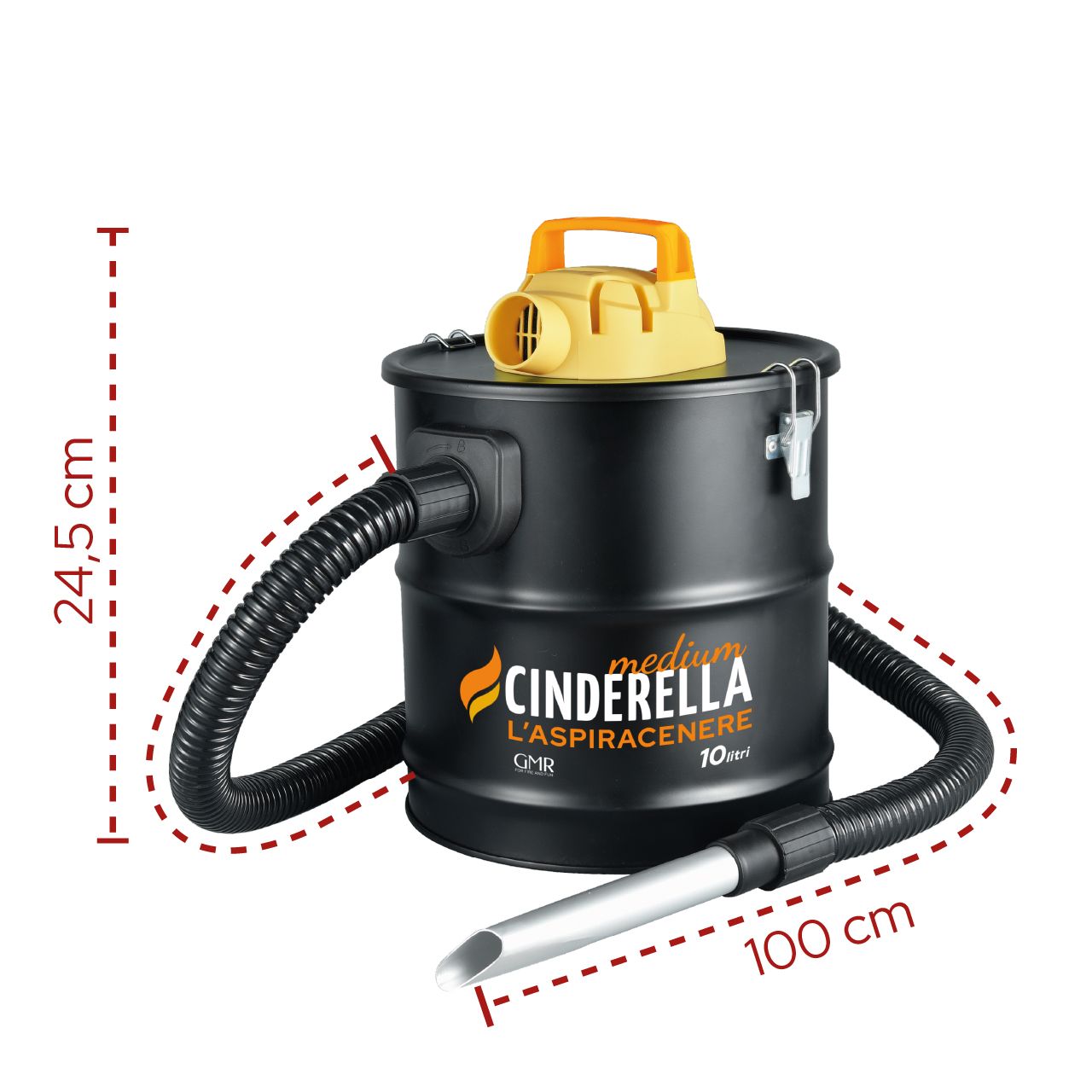 Cinderella Medium aspiracenere Double Power 2 in 1 da 800 W, con funzione aspira e soffia, filtro HEPA e filtro di panno.