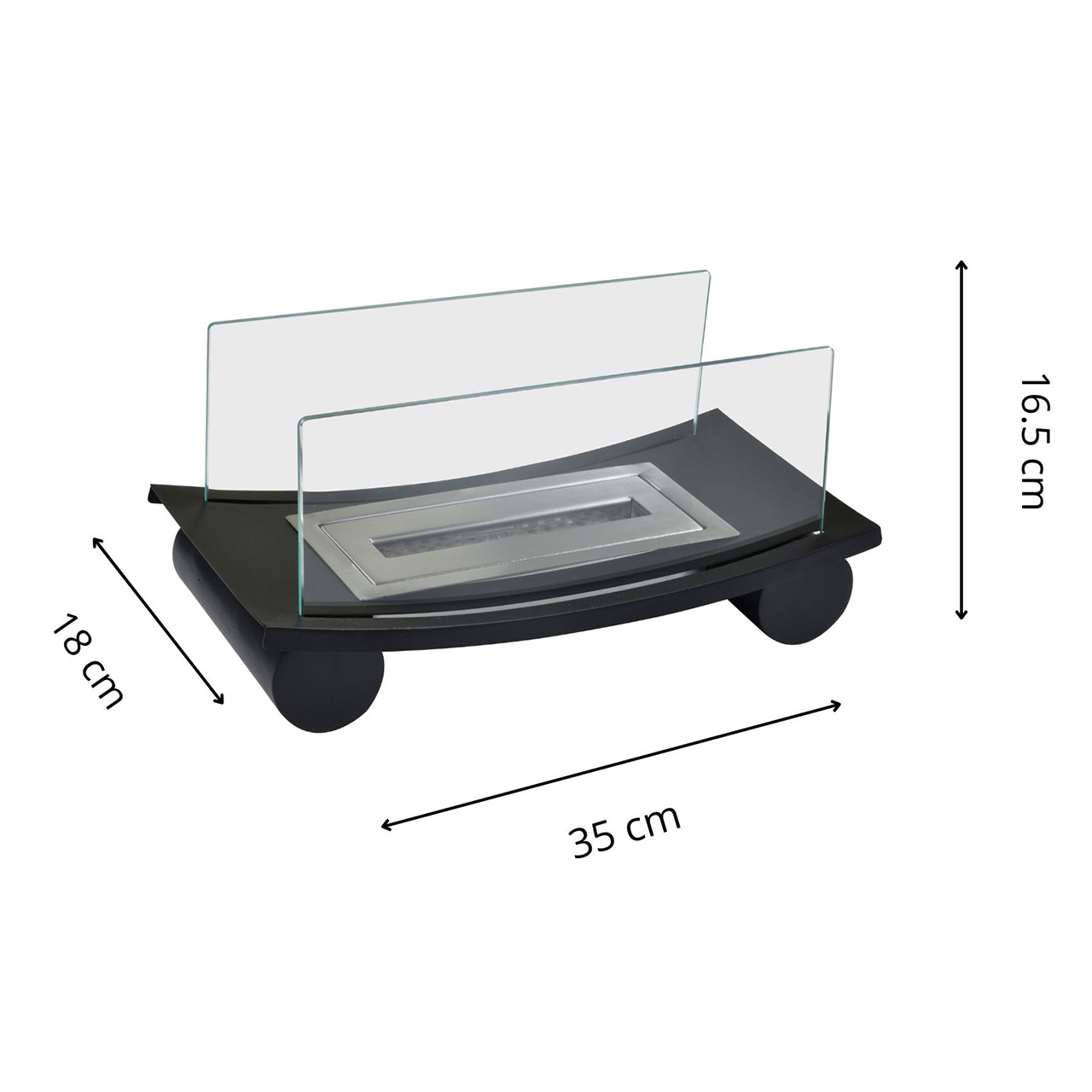 Braciere a bioetanolo da terra con bruciatore da 0,5 lt. In acciaio verniciato nero. Bruciatore certificato con lana di roccia. E’ possibile inserirlo in un camino e utilizzarlo come braciere oppure in appoggio su un piano