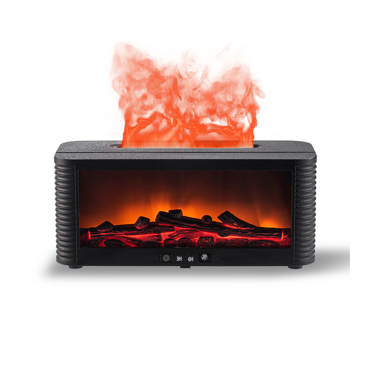 Nettuno - Caminetto a vapore, aroma diffuser. Piccolo caminetto a vapore, aroma diffuser. Elemento decorativo ed utile per la tua casa. Umidifica, profuma e crea un ambiente caldo e romantico con la sua fiamma led e vapore acqueo. È possibile optare per il colore classico fiamma e brace, arancio, ma è dotato di altre 7 bellissime colorazioni: rosso-arancione-giallo-verde-blu-viola e bianco. Si carica con una USB. Aggiungi qualche goccia di essenza all’acqua e diffonderà profumo in tutta la casa.