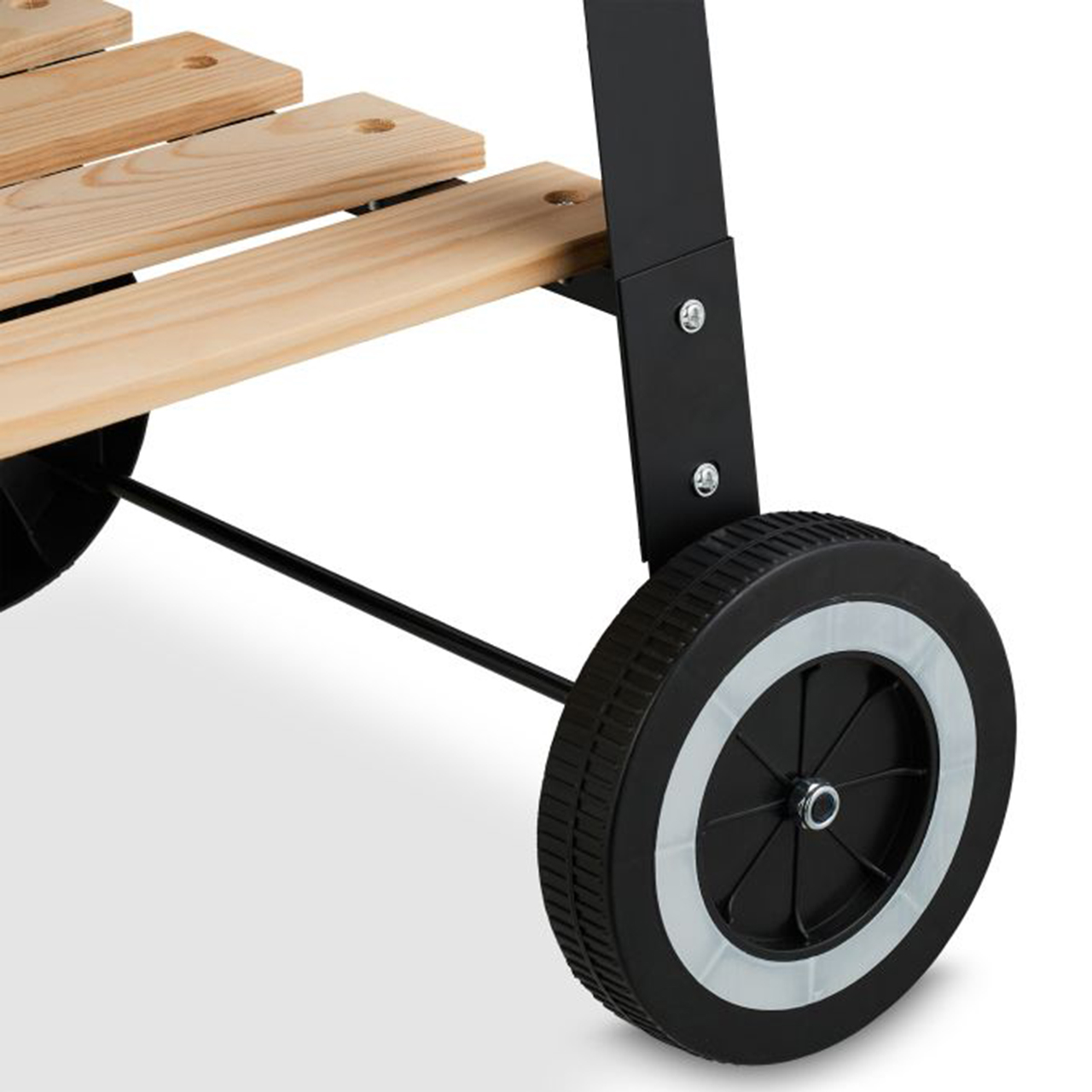 01660 Sebastain barbecue a carbone con Griglia regolabile in 3 posizioni e Vernice nera alta resistenza, con Ripiano laterale e inferiore in legno, Dotato di 2 ruote, Facile da assemblare e pulire, dimensioni griglia 48,5 x 26 cm Dotato di Paravento