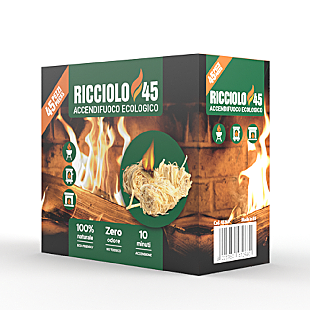 Ricciolo accendifuoco ecologico 12 confezioni da 45 riccioli. Realizzati con trucioli di legno impregnati di cera naturale, questi accendifuoco sono pensati per offrire un’accensione rapida ed efficace, senza la necessità di utilizzare carta o legnetti sottili. La loro composizione, inodore e non tossica, li rende una soluzione pratica per chi desidera un’alternativa ai tradizionali accendifuoco. Ogni ricciolo garantisce una combustione di circa 10 minuti